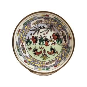 Red Rooster 6" Porcelain Bowl Encased in Brass